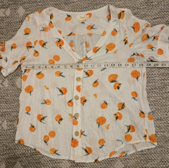 Anthropologie Maeve Hansley Blouse Top 6 Oranges EUC! - Picture 7 of 8